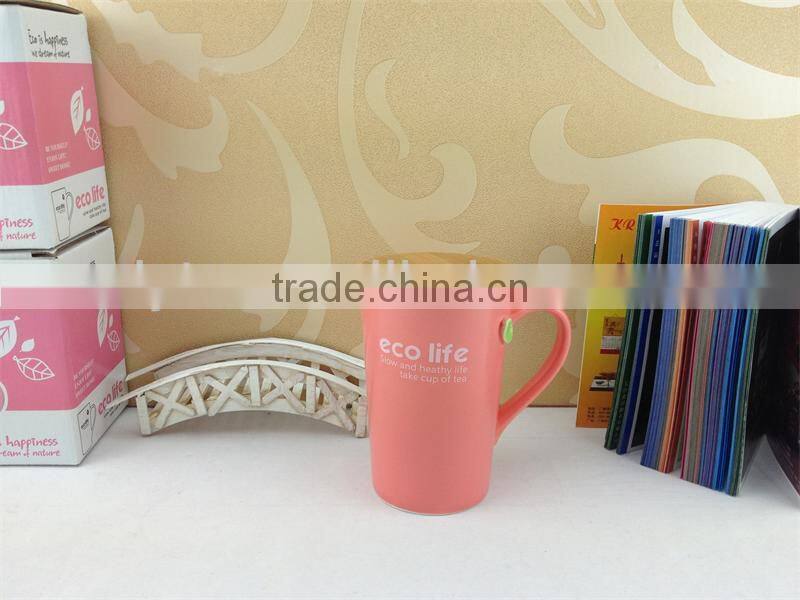 Eco ceramic color mug with wood lid