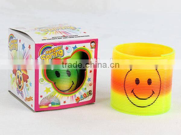 high quality colorful plastic rainbow spring with smile face/magic rainbow circle