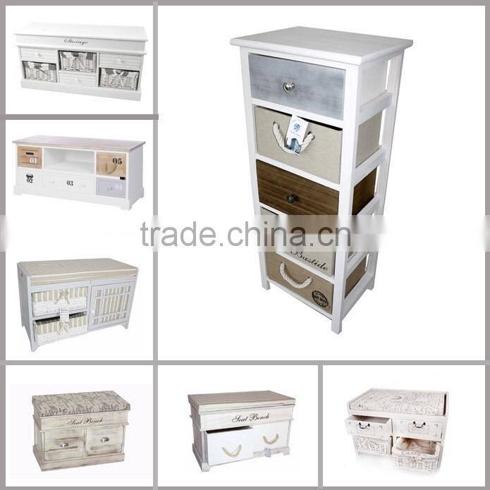 French Style Waterproof Cheap Shoe Storage Wooden Bench