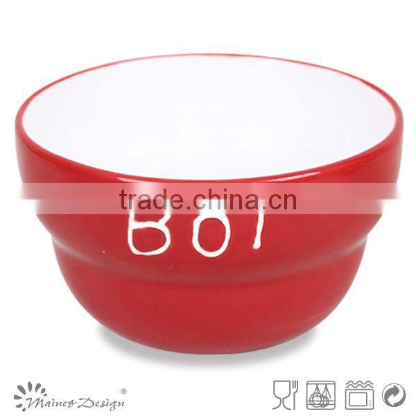 light color unique shape footed ceramic two tone soup bowl