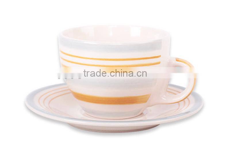 brown color ceramic cup and saucer set /handpainted cup and saucer 6oz