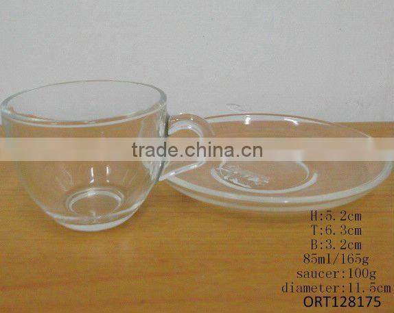 3oz 90ml mini glass coffee mug with saucer glass tea cup with saucer