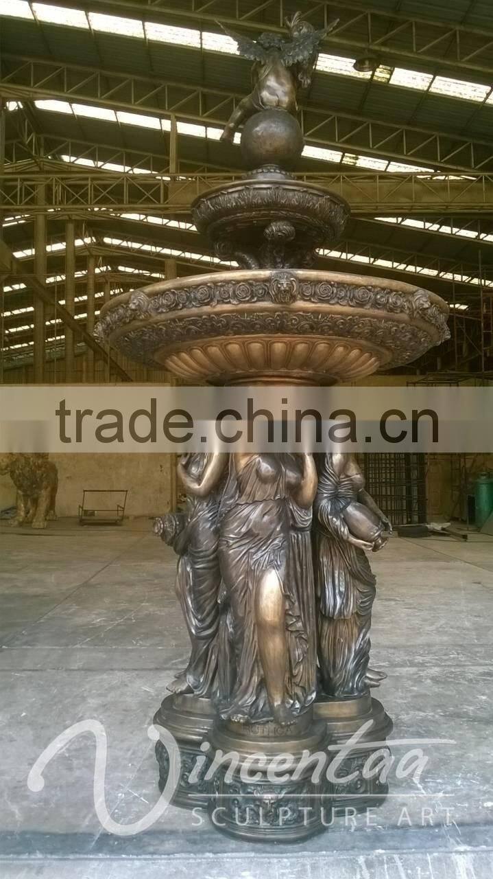 alibaba Supplier outdoor garden decoration sexy lady metal bronze fountain