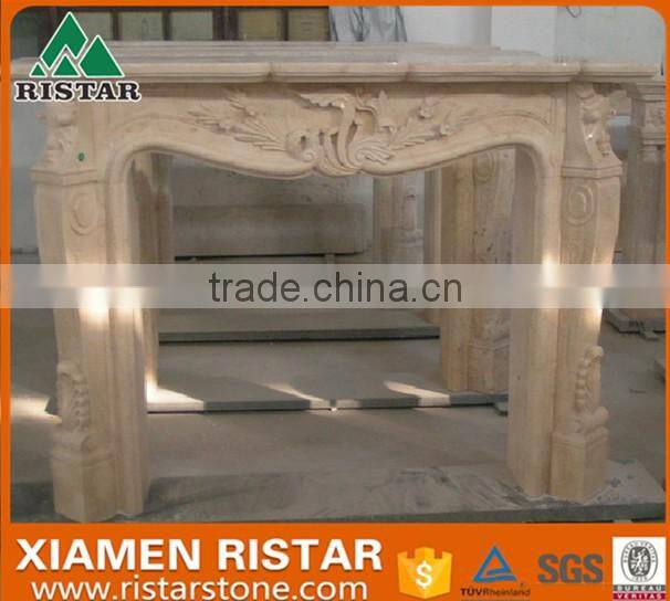 Cheap natural yellow marble fireplace surround mantel RST-FP-K021