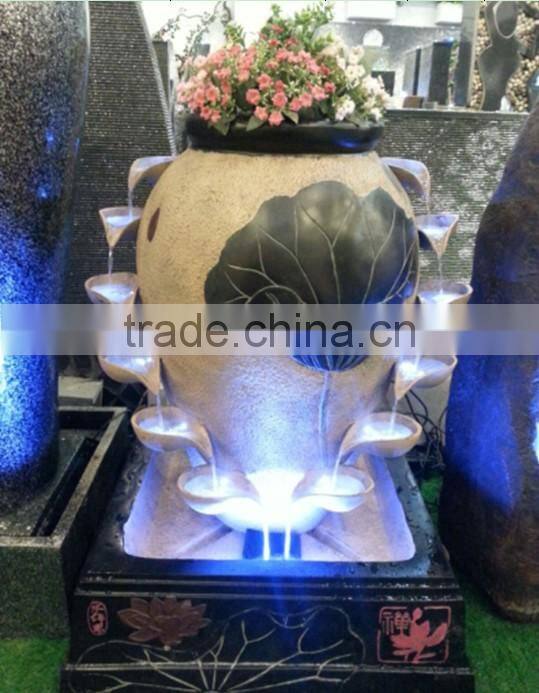crock fiber glass tiered flow water fountain