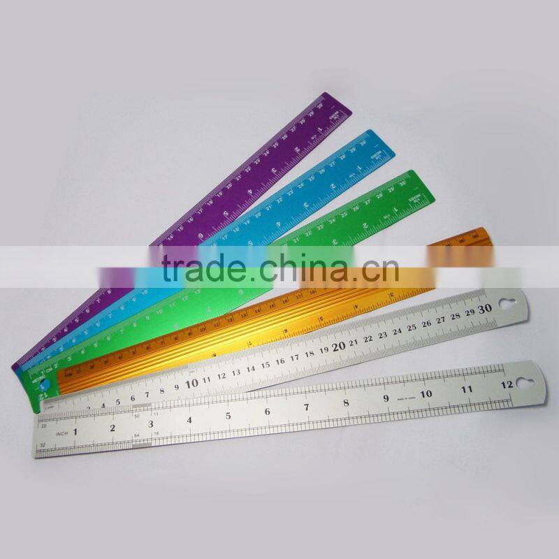 High quality colorful office 30cm aluminium metallic ruler