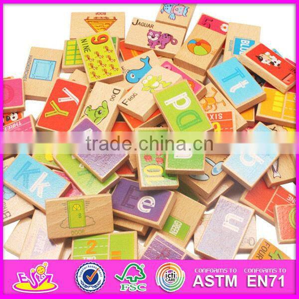 2015 New imagination wooden domino game for kids,colorful wooden domino toy for children,play wooden domino toy for baby W15A007