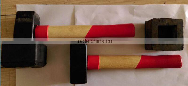 wood handle paving hammer with rubber cover/hammer with rubber face