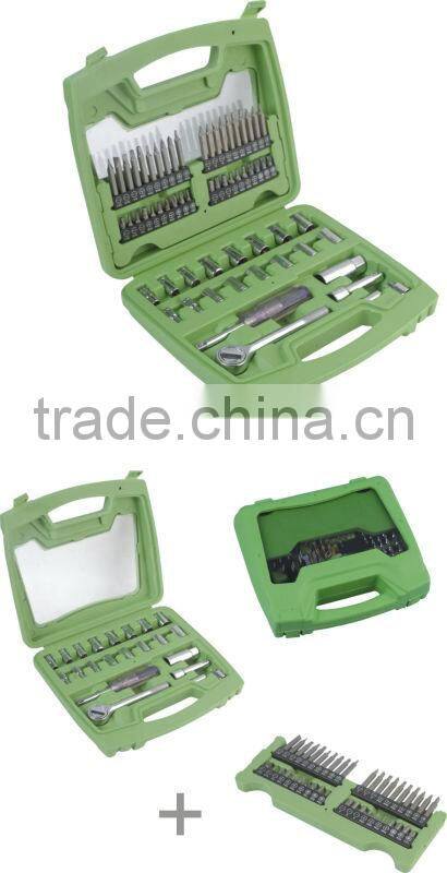 64pcs carbon steel socket and screwdriver bit set in blow mold case