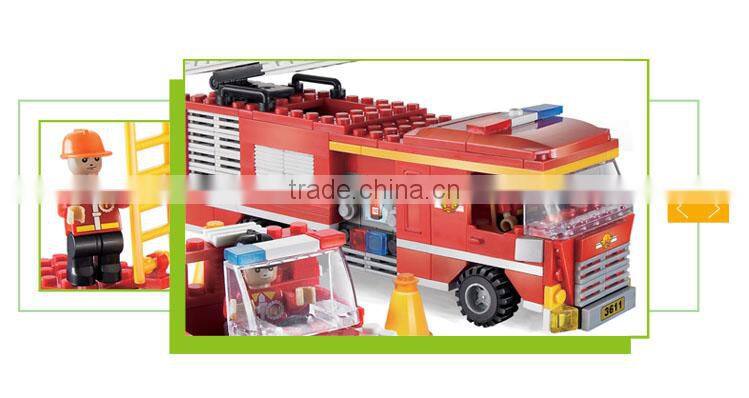 Education producr diy mini fire truck plastic magic bricks toy