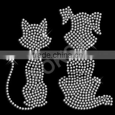 Rhinestone hotfix transfer Blue cat,foil heat transfers