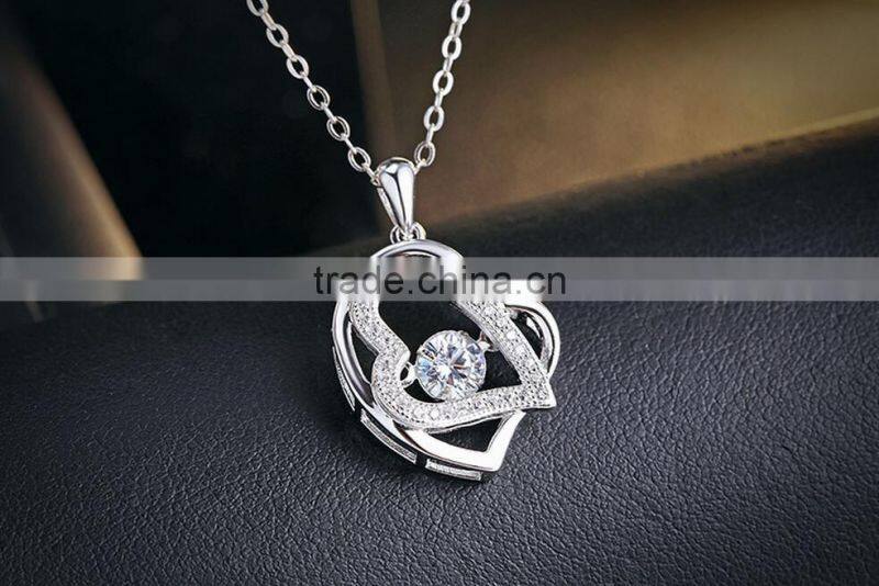 Popular Girl Fashion Girls Dainty Double Heart Pendant Necklace With AAA Zircon