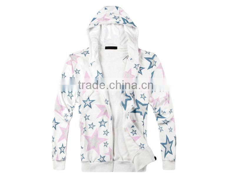 HOT SALES! Autumn OEM promotional mens brand star full printing mans hoody jacket
