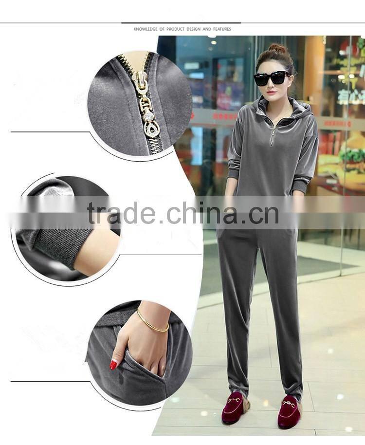 OEM Jiangxi wholesale women's velour tracksuits Cheap Custom tracksuit