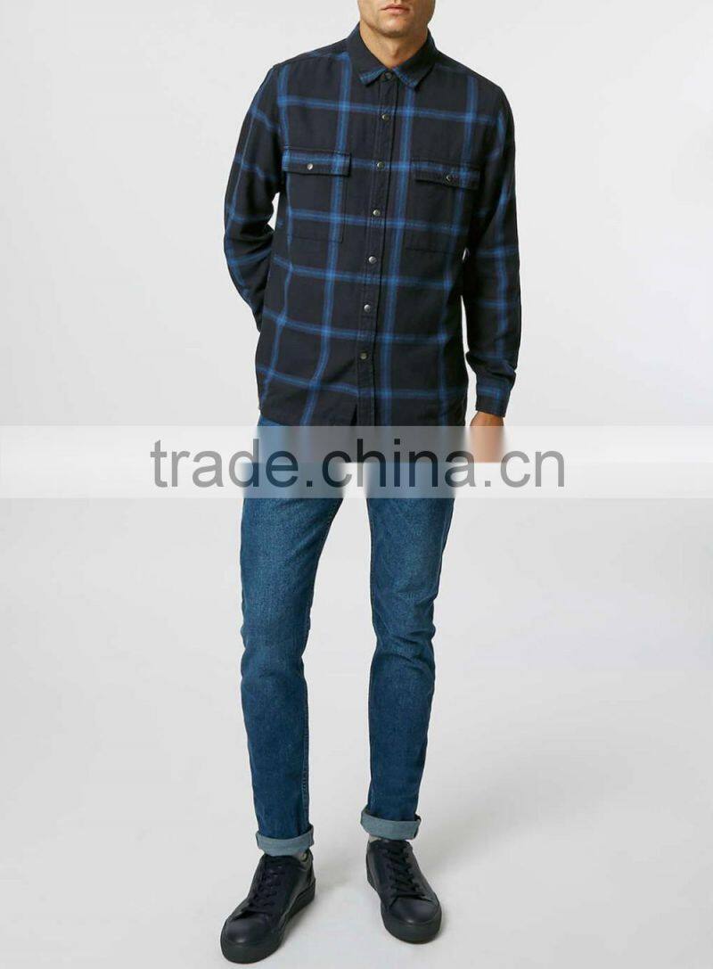Wholesale custom long sleeve fashion plaid man shirt