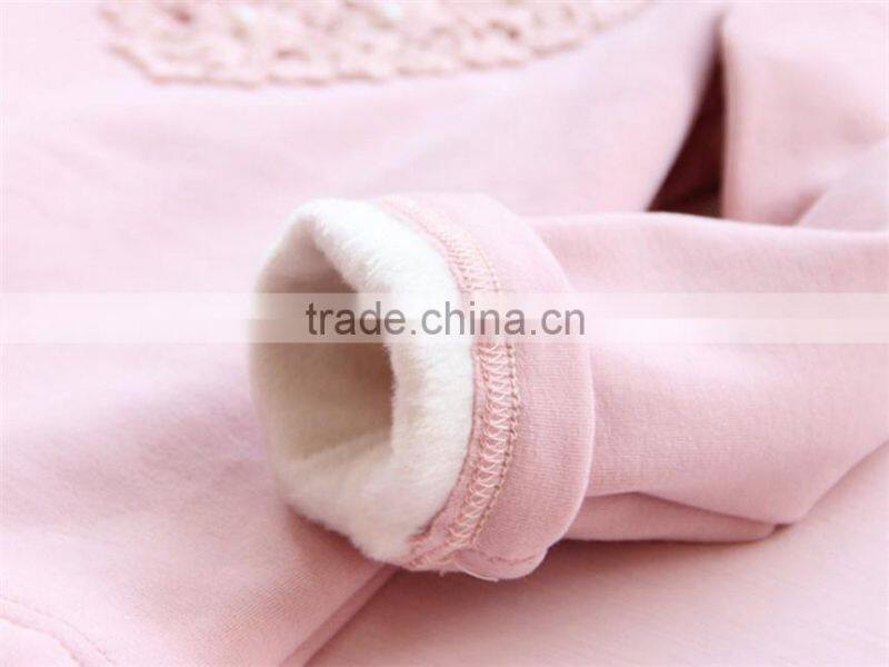 Beaded lace collar knitted winter coat girls love fungus plus velvet thickened bottoming shirt