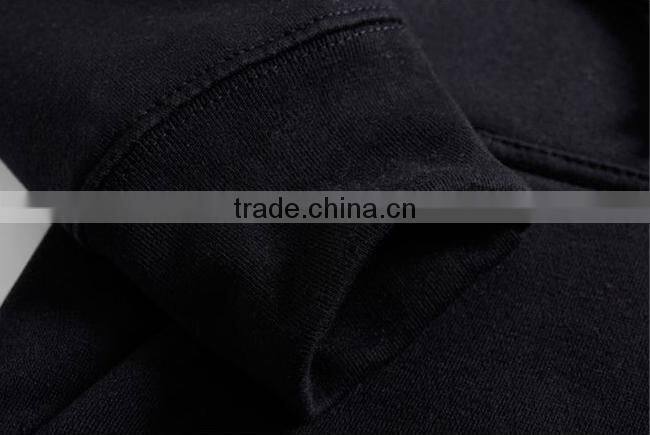 good quality custom 100% cotton plain black hoodies made in china