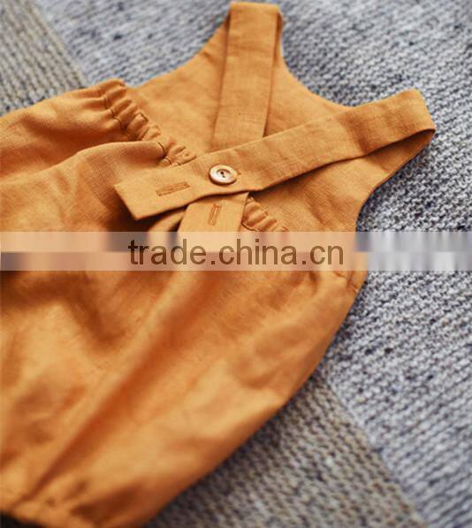 Baby Romper Linen Fabric Jumpsiut Soild Colors Newborn Baby Wear Clothes