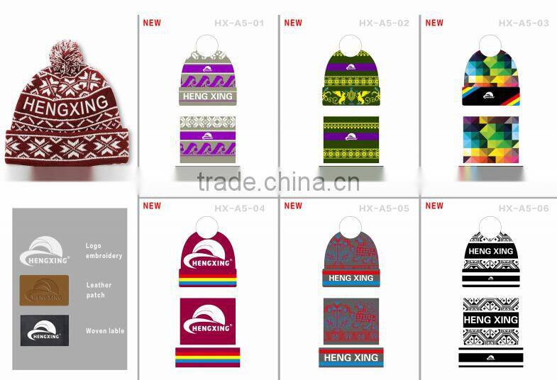 Custom woven label beanie knitted women winter hat