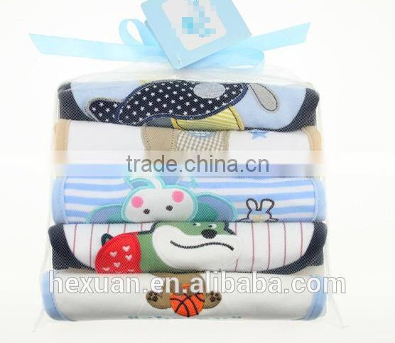 OEM or Stocked ,5PCS/SET Baby Bibs set,Mesh bag baby Babybibs set,100%cotton bib