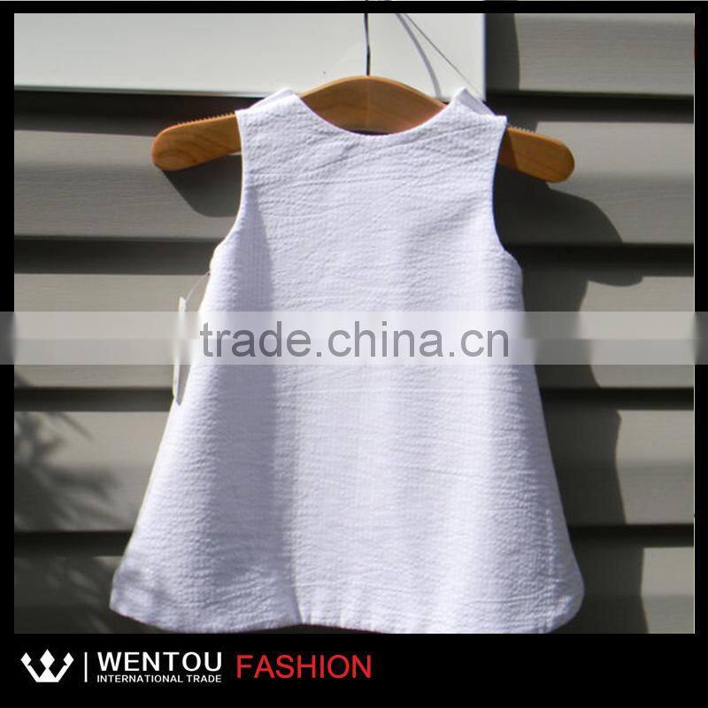 Monogrammed Stripe Girls White Seersucker Dress