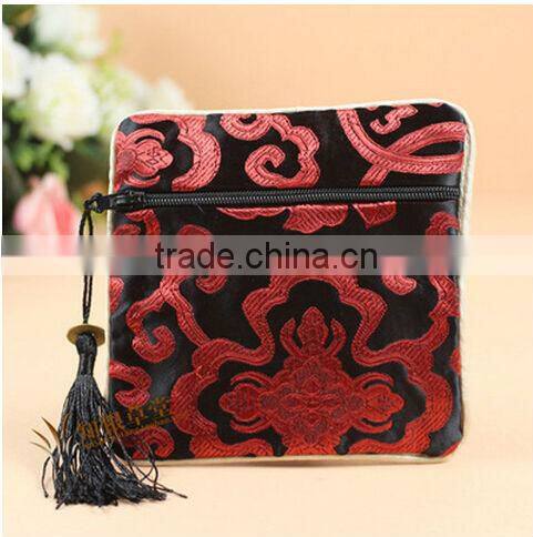 Yellow Zipper pouch bags, jewelry silk pouch bags, gift silk pouch CH064