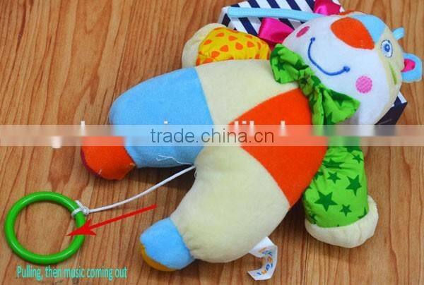Lovely pulling musical clown Plush toys baby educational plush toys
