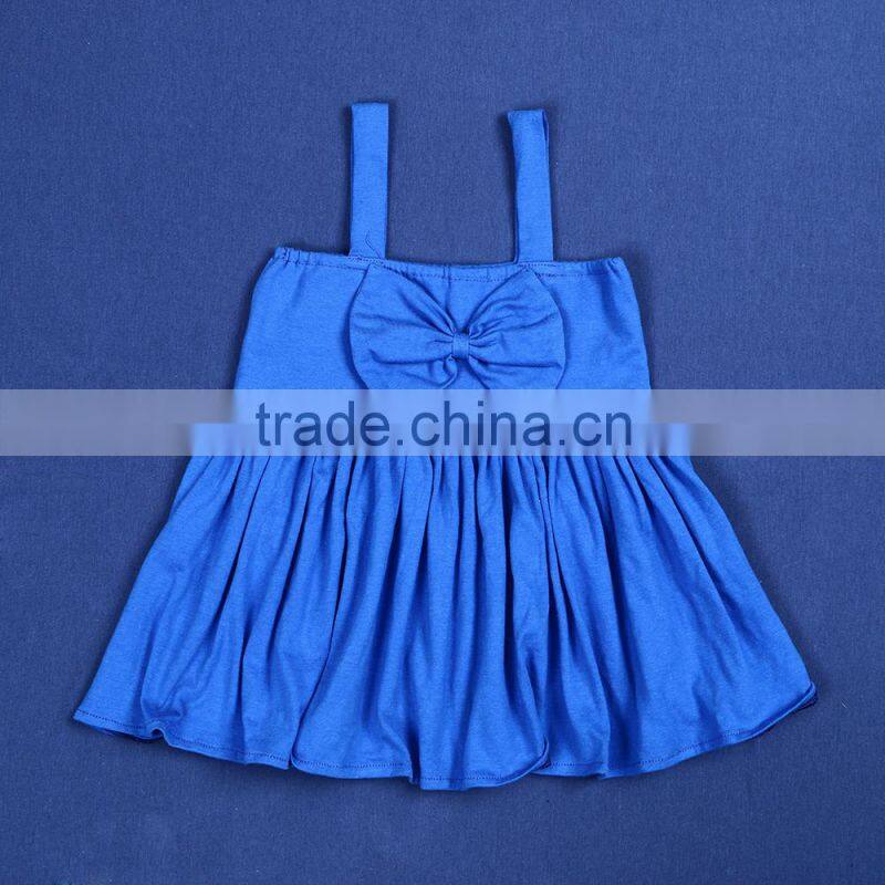 XF-266 wholesale baby girls royalblue chest bowknot boutique party dress
