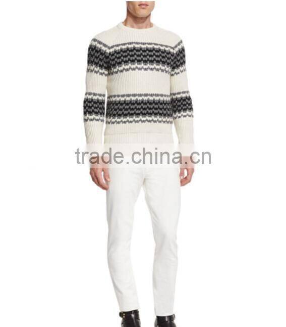 Crew neckline fashion mens sweater 2017 pullover men wholesale fitted rib sweater