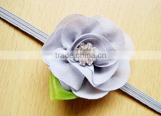 new born baby girl headband, small chiffon flower baby headband