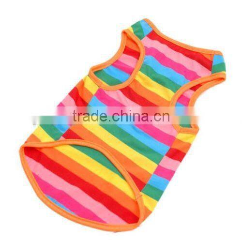 wholesale Rainbow Stripe Pet Shirt Dog Clothes Puppy Cat Apparel Costume Clothing Summer