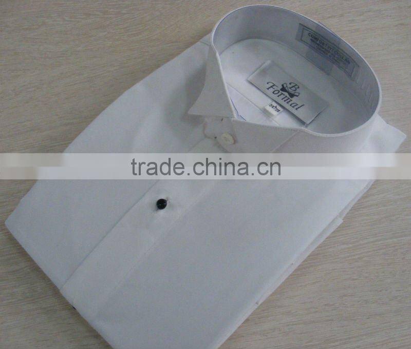mens white 1/2'' pleats laydown collar tuxedo shirt