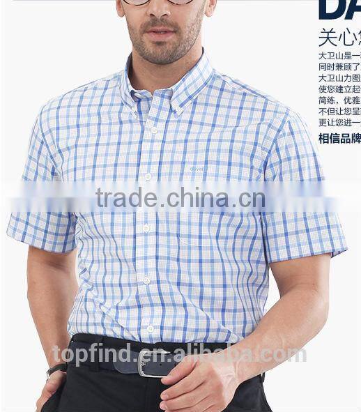 2014 new design slim fit plaids short shirts for Mid Adult Men