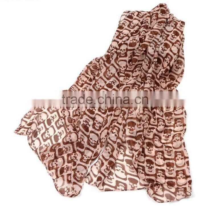 Fashion Cheap Soft Long Skull Pattern Summer Beach Stole Shawl Scarf For Lady
