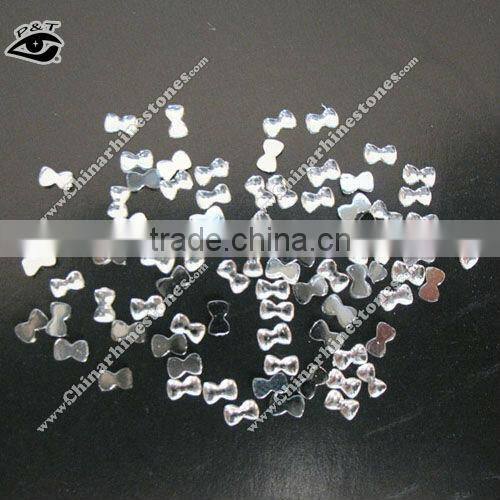 Bowknot shaped flat back Acrylic rhinestone beads for nail art decoration