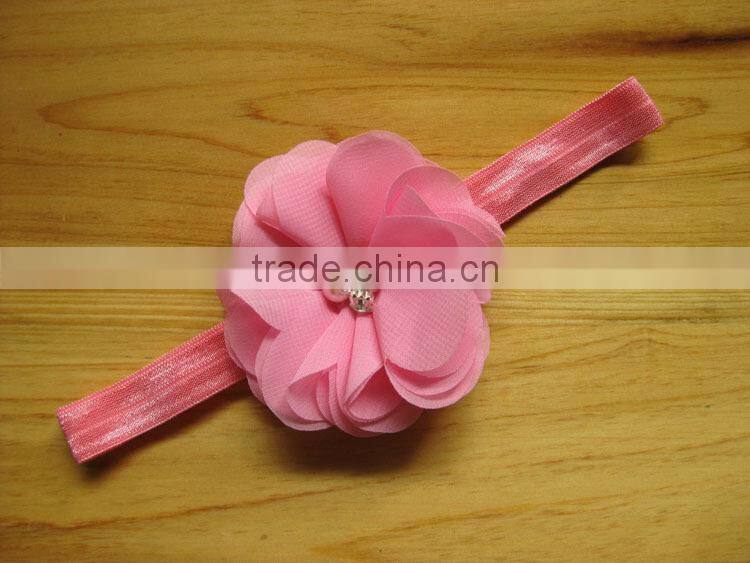 Factory Price Hot Sale ribbon flower cute plain baby headbands kid hair accessory