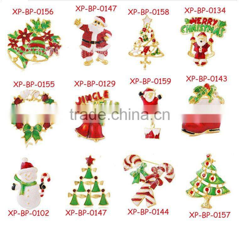 Yiwu Wholesale Enamel Flying Santa Claus Gold Brooch