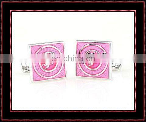 Lovers heart pink enamel quality gift cufflinks