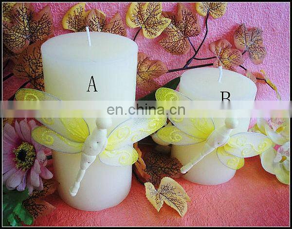 Blue Nylon butterfly bulk pillar candle for home decoration