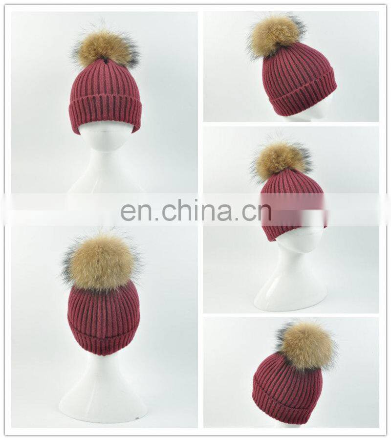 Headband Warm Fur Pom Pom Hat Wholesale Baby Knitting Crochet Hat