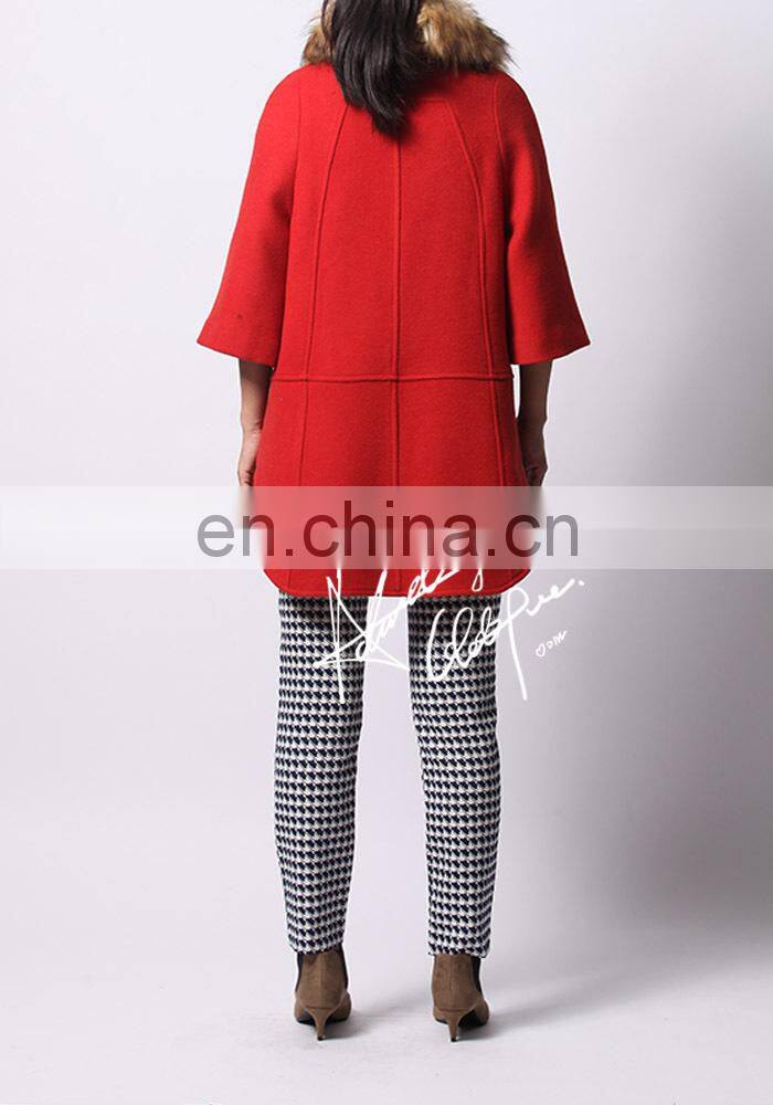 women ponchos winter woman wool coat with fur lady wool poncho coat