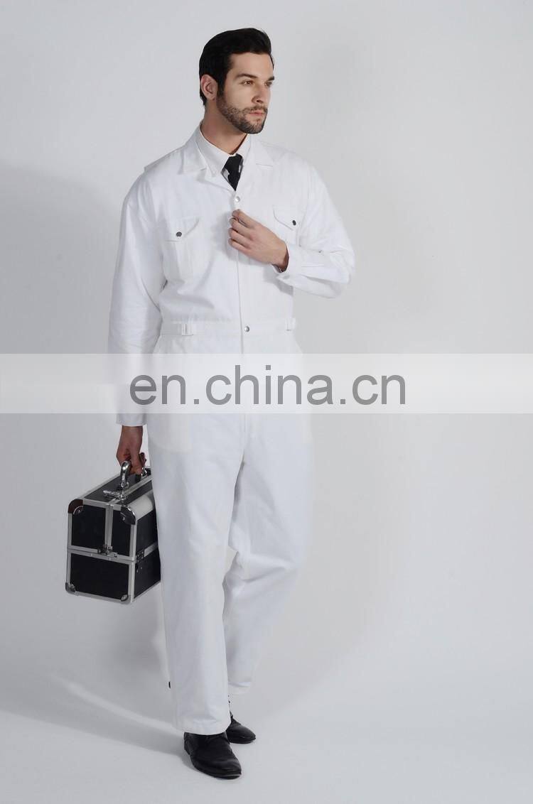Best Quality Cotton Working Overalls White Men Work Uniforms with One-Piece Set