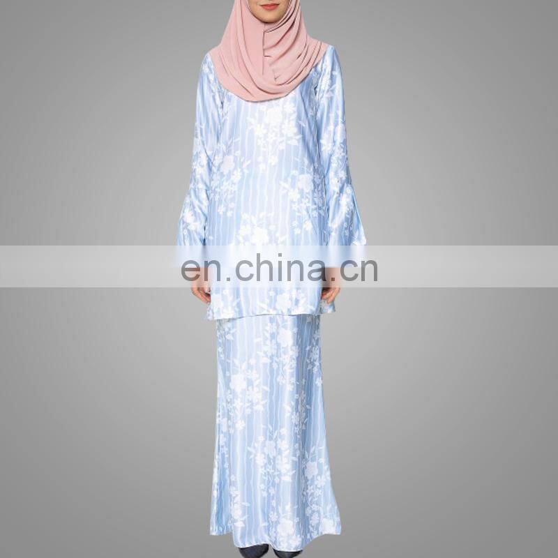 Elegant Malaysia Women Wear Latest Fashion Abaya Designs Baju Kurung Attractive Printing Suit Online