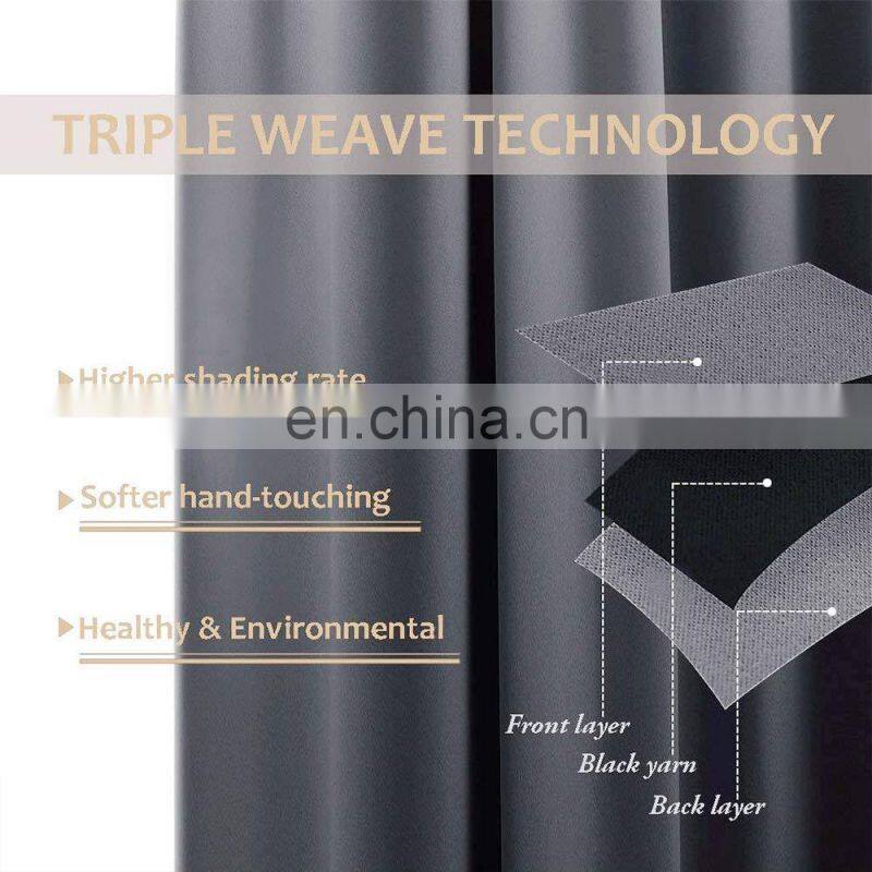 Grey Keep Warm Draperies Sliding Door Curtain Wide Blackout Curtains