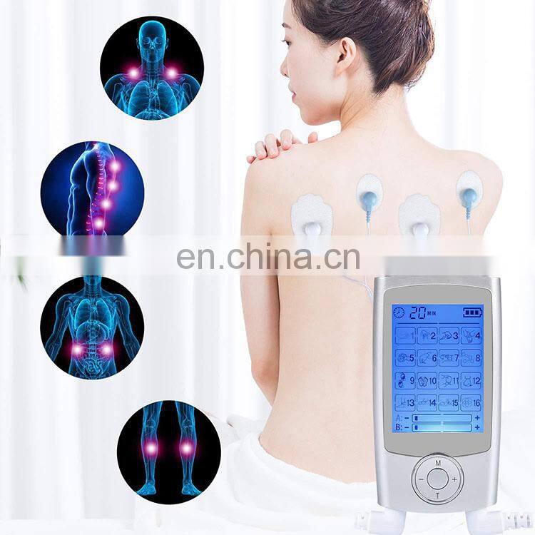 New Dual Channel 16 Mode Rechargeable Muscle Stimulator Device for Pain Relief