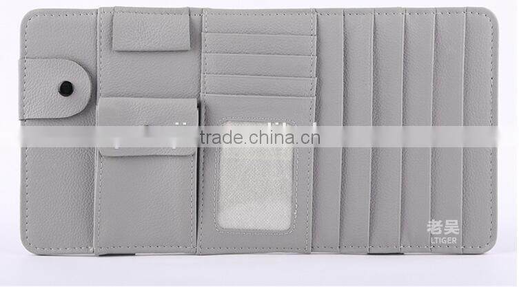 New Multi-function 7pcs Disks CD DVD Glasses Cards Sotre Case Holder Bag for Auto Vehicle Truck Sun Visor Organizer Beige