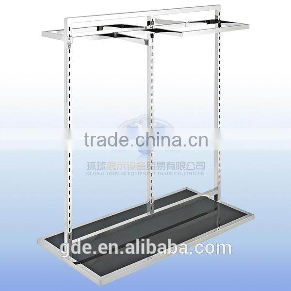Stainless steel clothing display rail with under platform