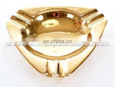 metal shiny gold leaf ashtray