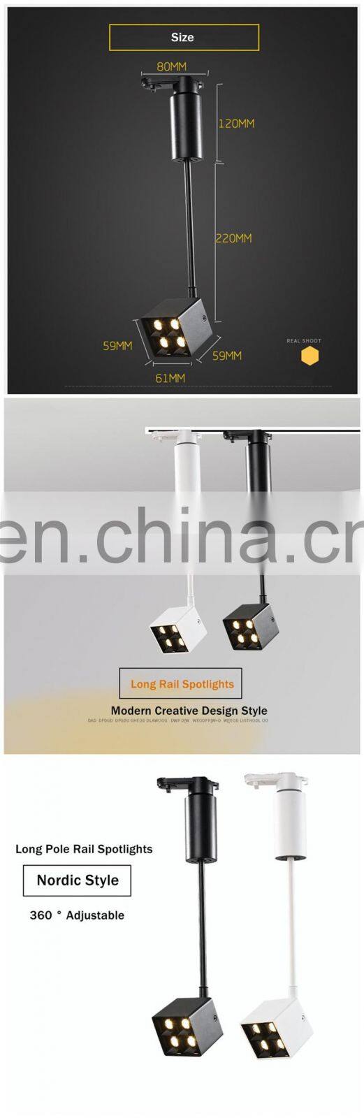 Nordic Modern Track Light 8W Long Pole Rail Spotlight LED Track Light AC 110V 220V Black/White Guide Rail Track Light