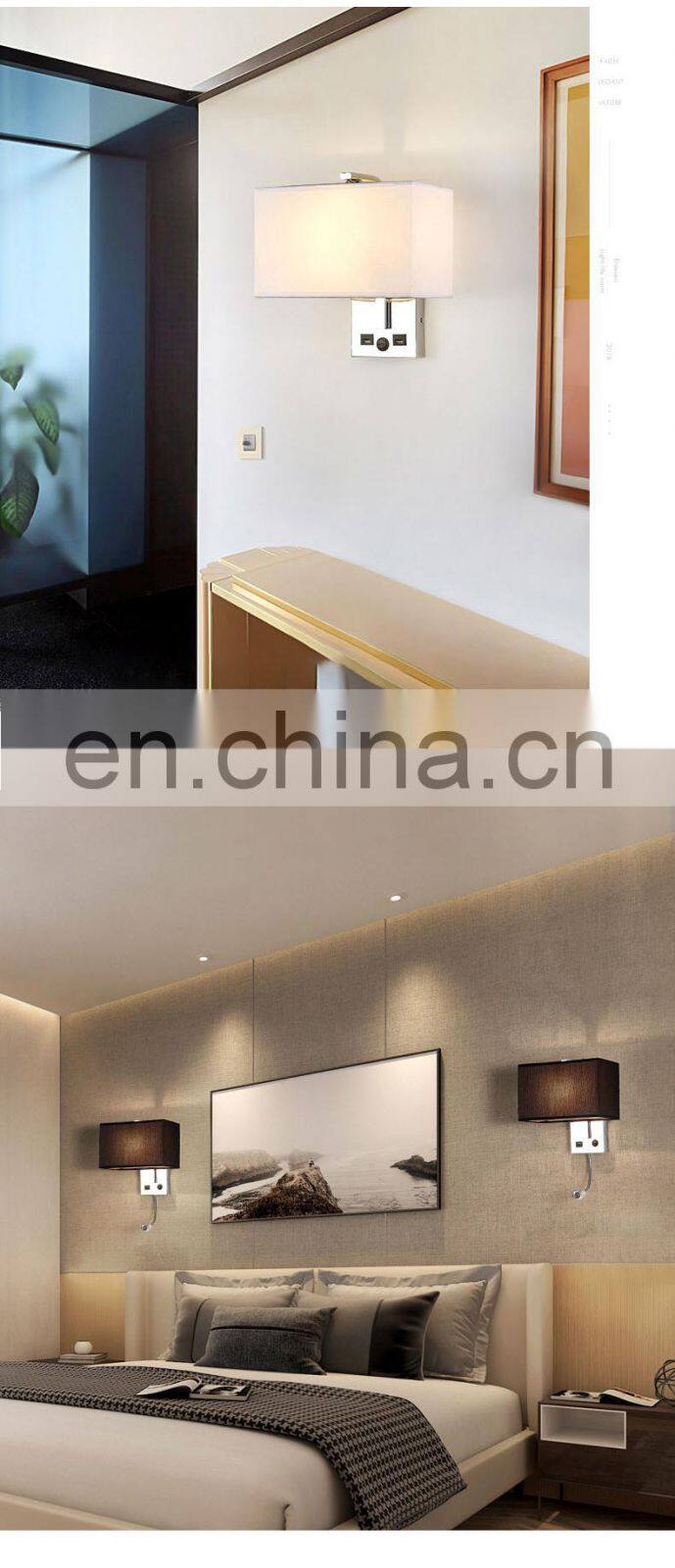 Modern Indoor Luxury Decorative Bedroom Light Bedside USB LED Wall Lamp With Wireless Charger